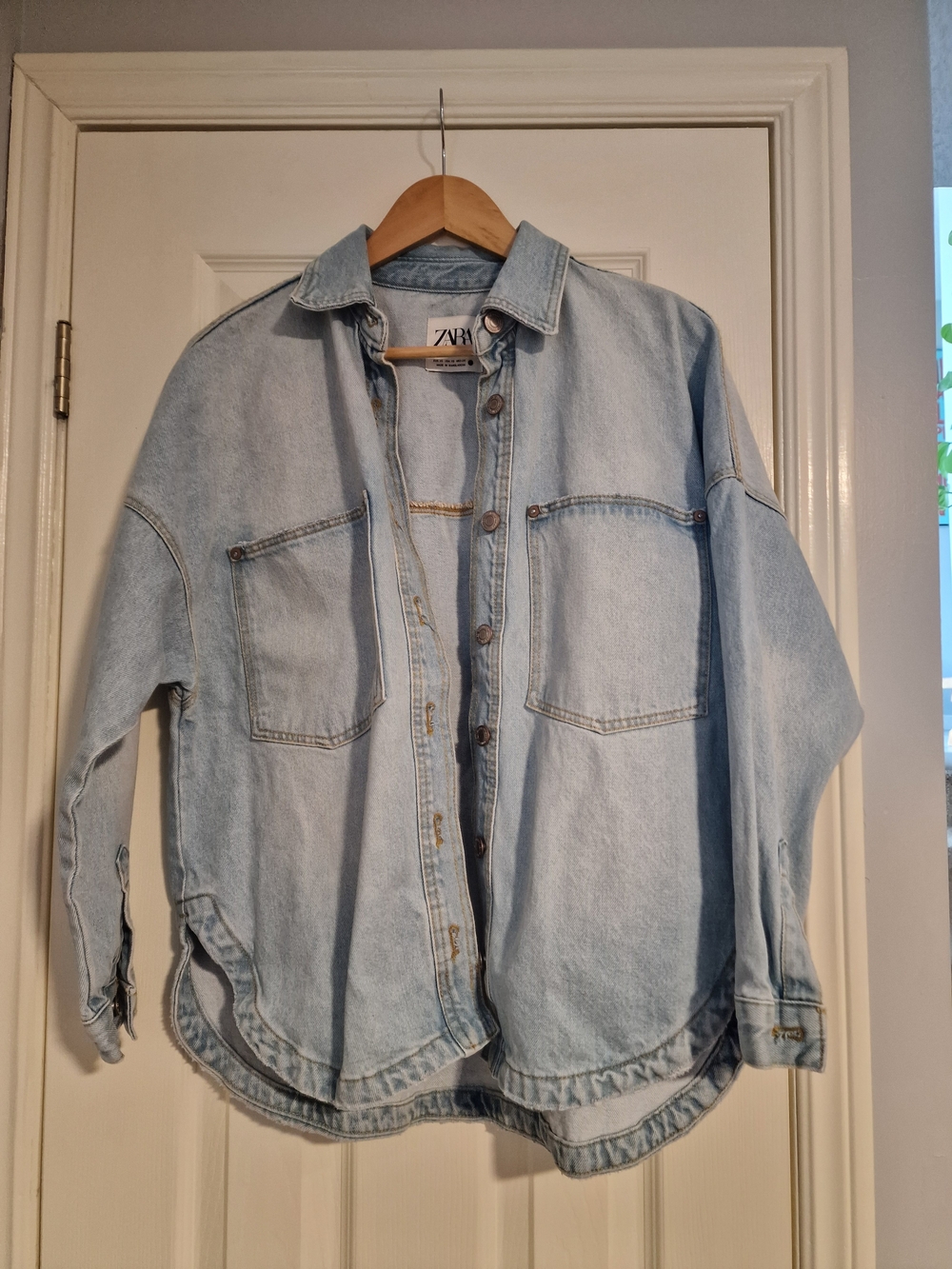 ZARA Light Blue Denim Shirt Jacket Size XS